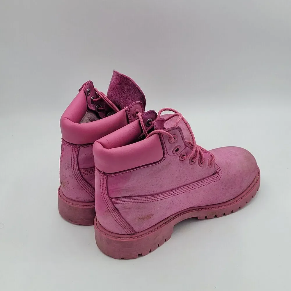 Timberland A148W Primaloft Pink Premium Leather Waterproof Boots Girls Size 2